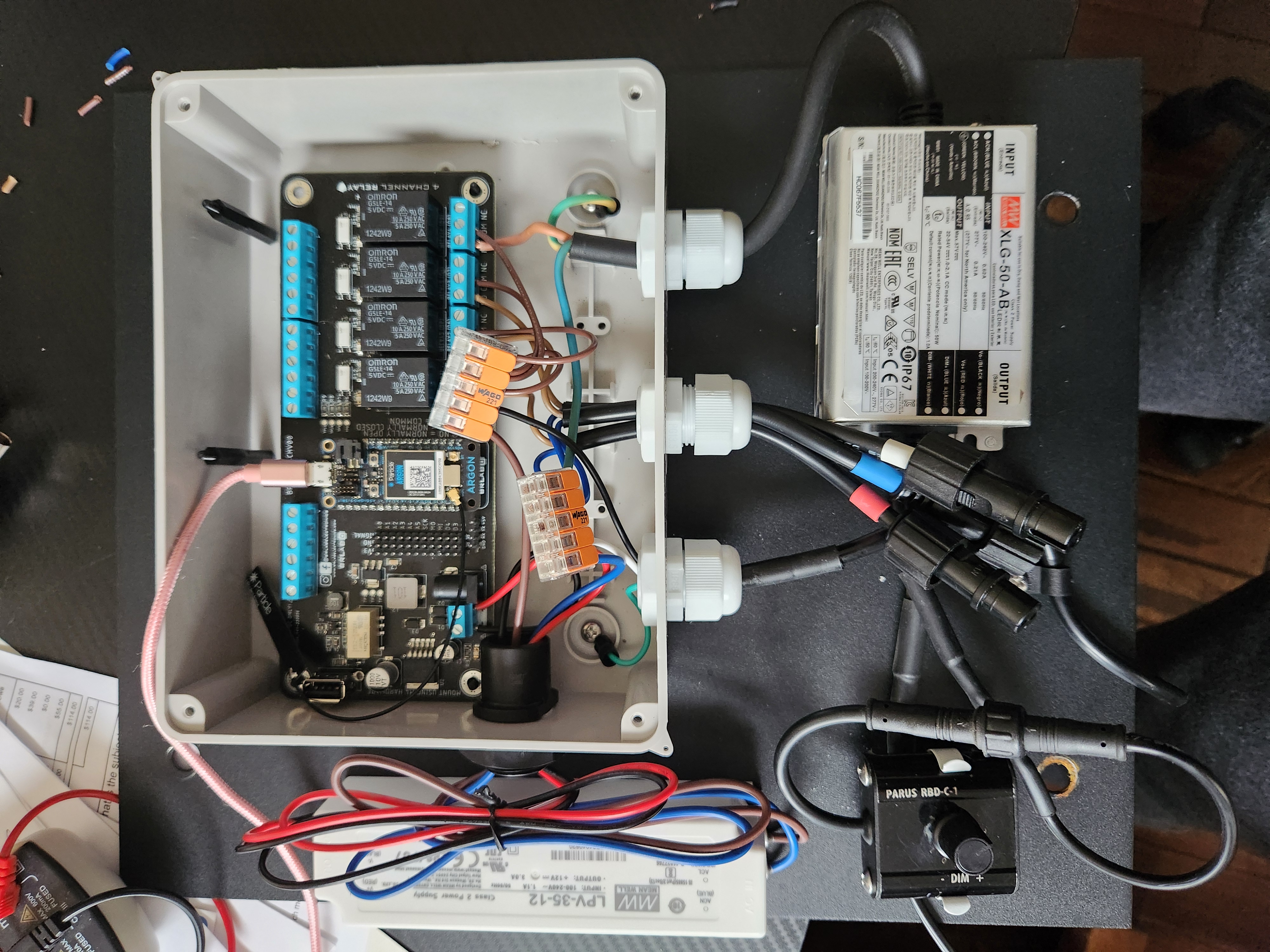 Controller box with Particle.io board and relays